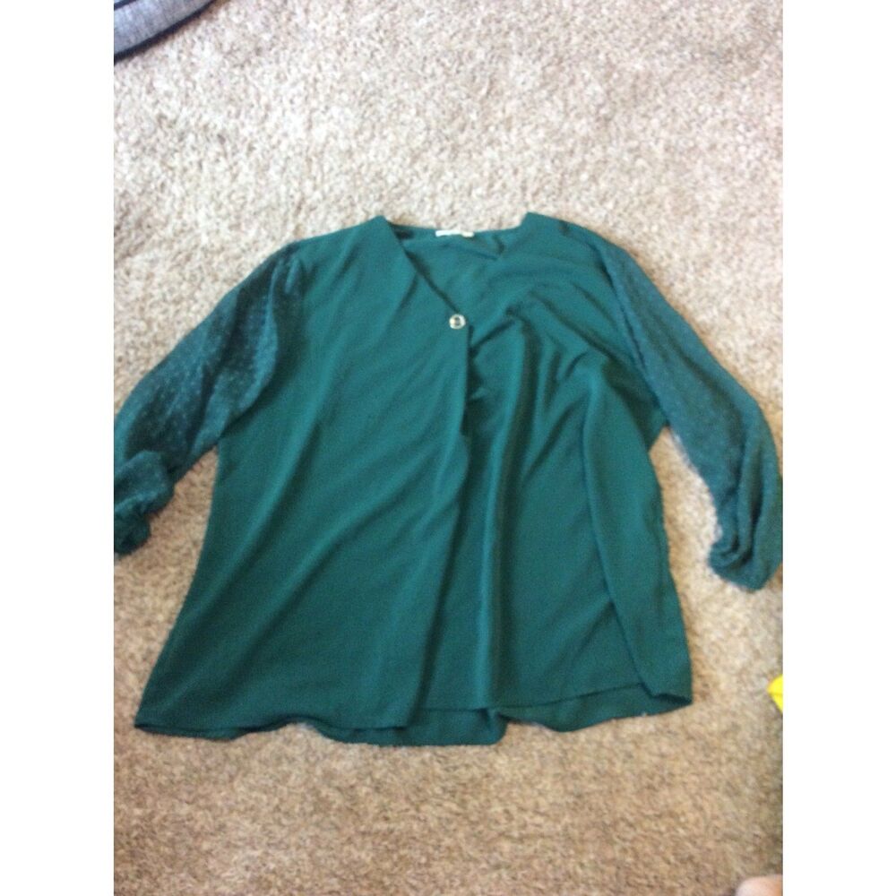 BeBonnie Green Top - Women's XXXL with Sheer Sleeves